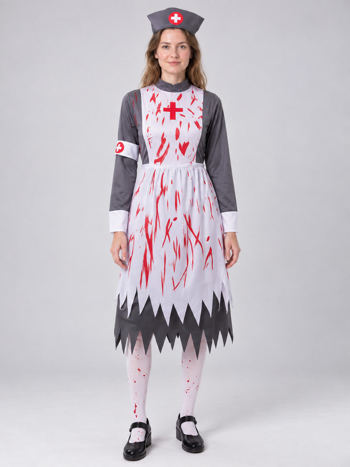 Nurse Costume with White Apron and Cap