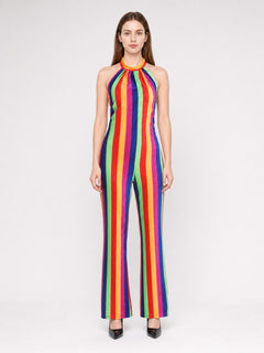 Multicolored Striped Jumpsuit for Stage and Cosplay