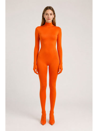 Fitted jumpsuit with gloves and socks, orange main product view