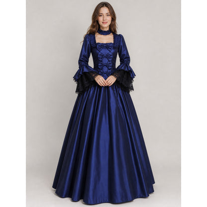 Victorian Gothic Dress with Puff Sleeves on-model view