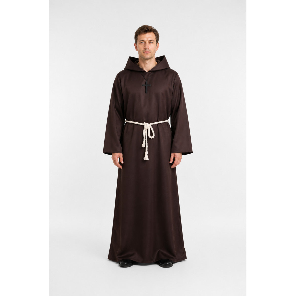 Long Brown Hooded Religious Robe main product view