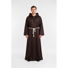 Long Brown Hooded Religious Robe