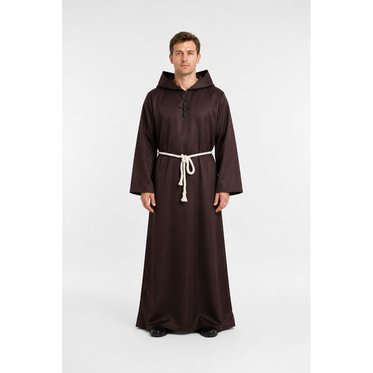 Long Brown Hooded Religious Robe main product view