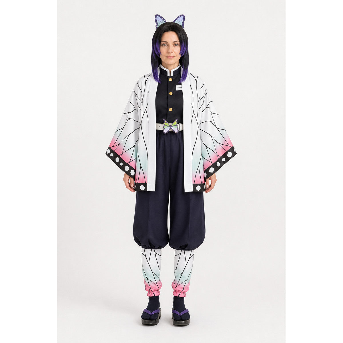 Shinobu Kochou Cosplay Costume with Cape and Wig main product view