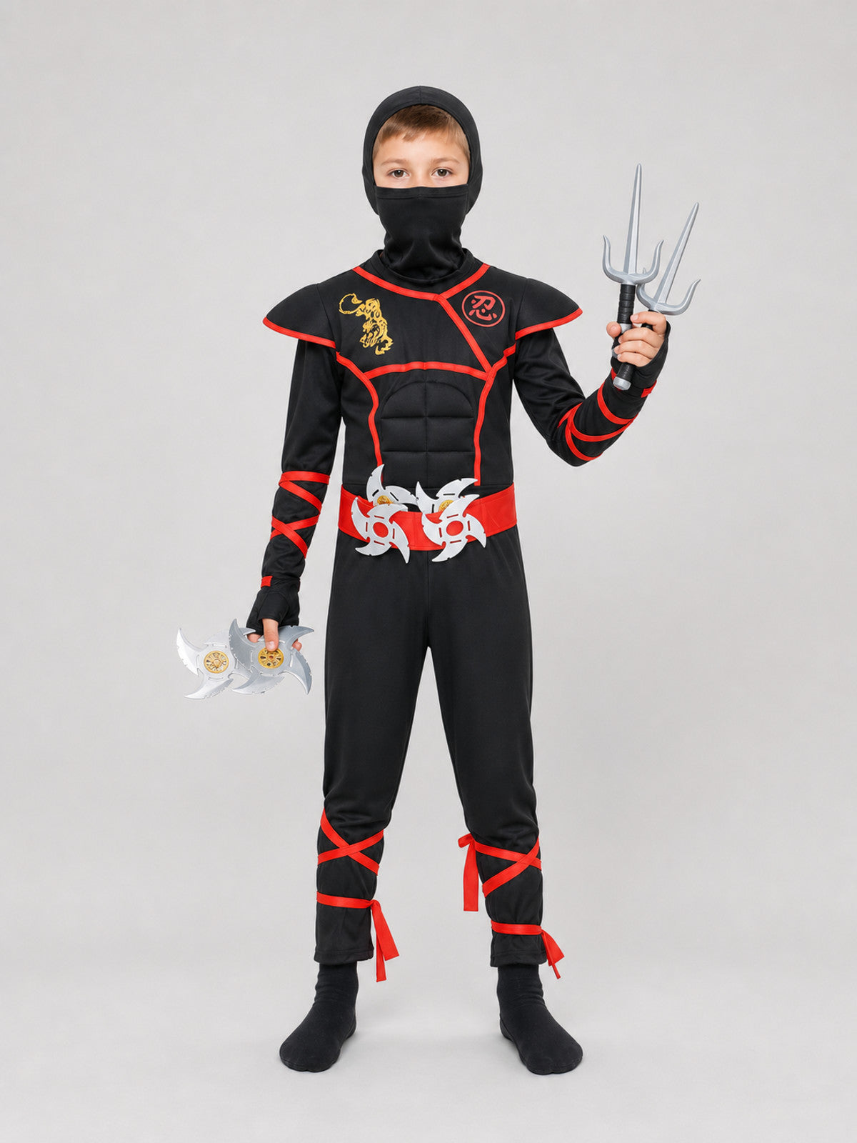 Ninja Hooded Jumpsuit Cosplay Costume on-model view