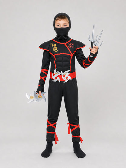 Ninja Hooded Jumpsuit Cosplay Costume on-model view