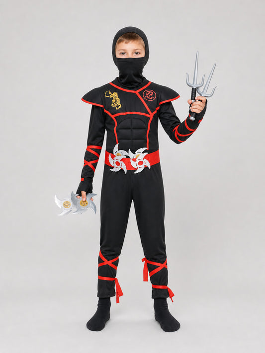 Ninja Hooded Jumpsuit Cosplay Costume on-model view