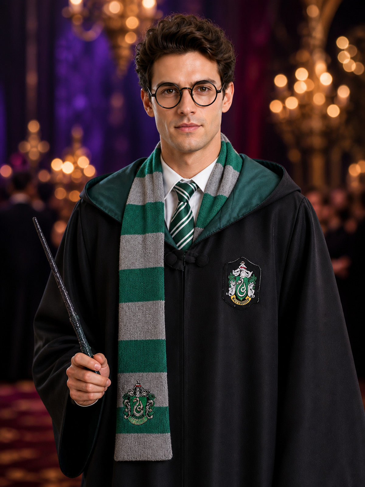 Slytherin Wizard Costume, Hooded Cloak for Cosplay