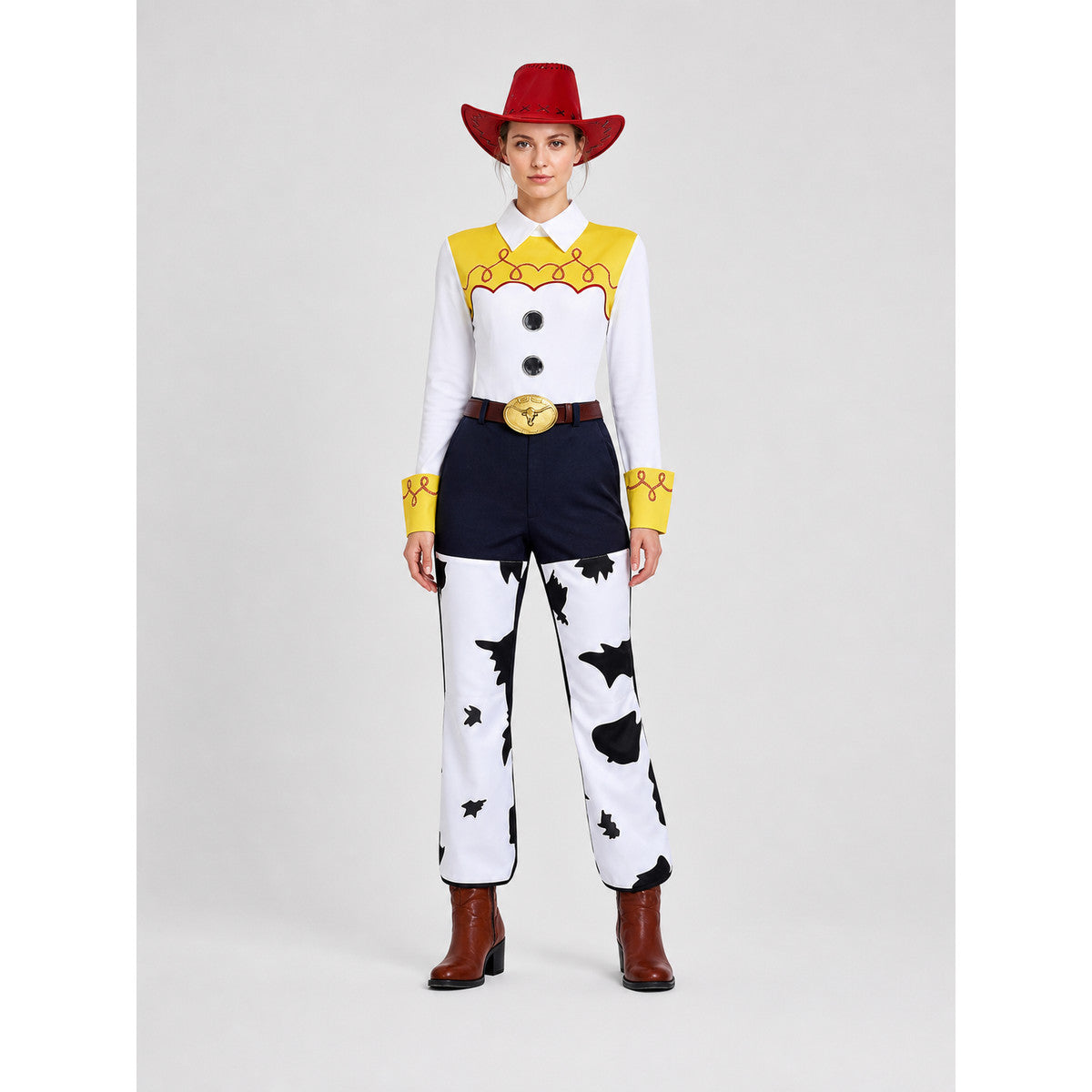 Jessie Cowboy Costume with Hat and Belt on-model view