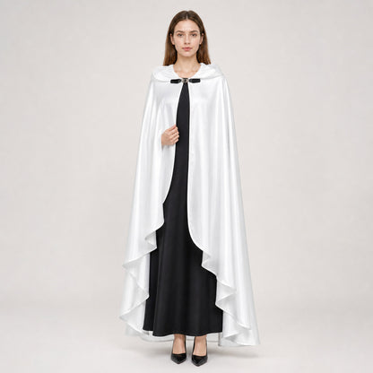 White Hooded Costume Cloak, Flowing Silhouette