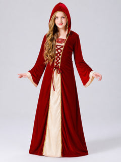 Stage dress with hood and lacing