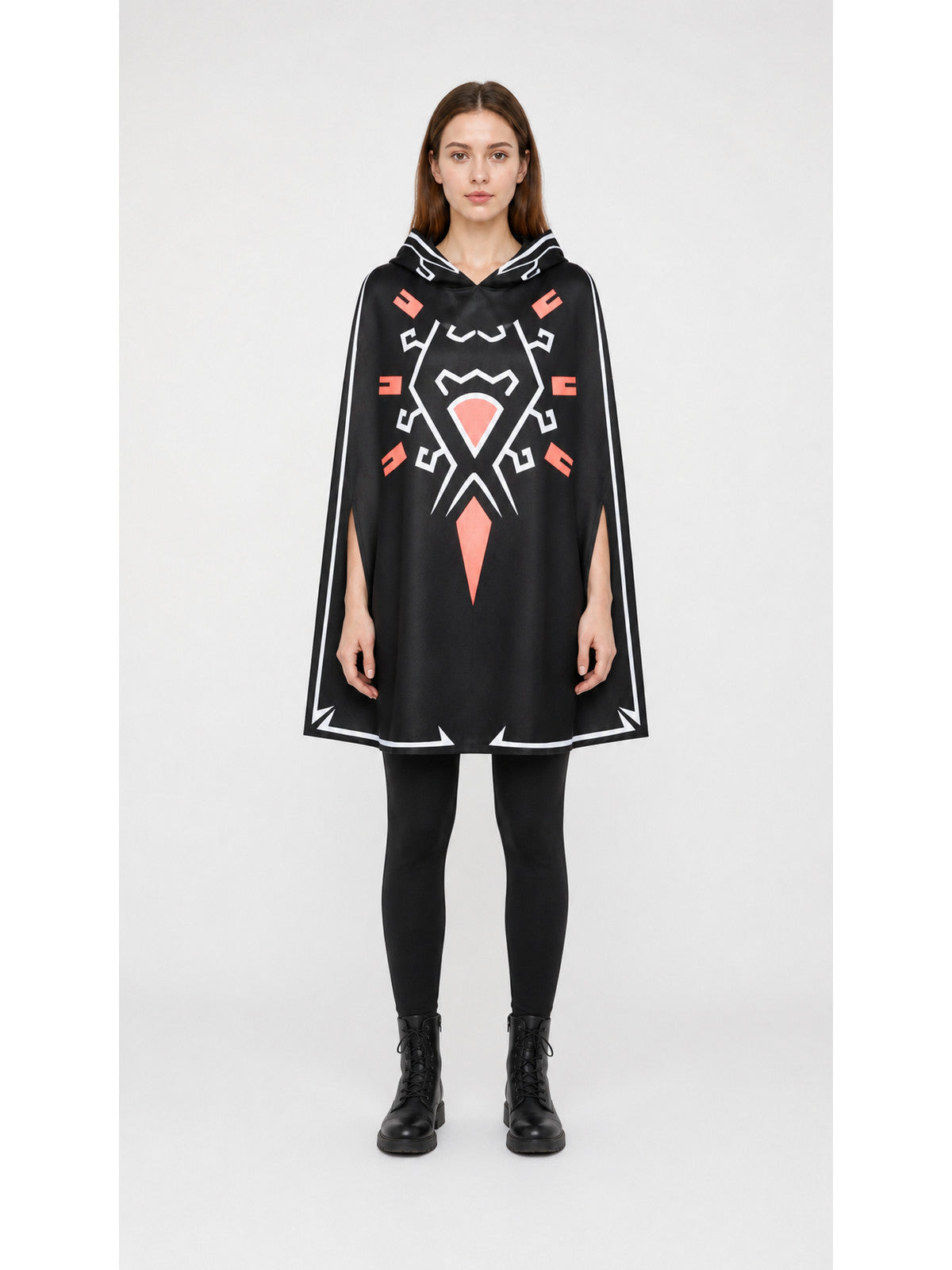 Hooded Cape with Geometric Pattern main product view