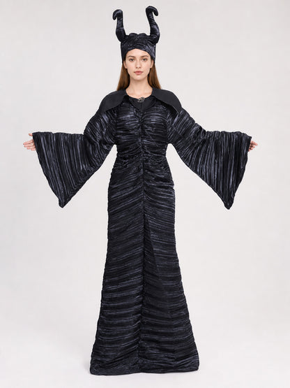 Long Black Dress with Bell Sleeves on-model view