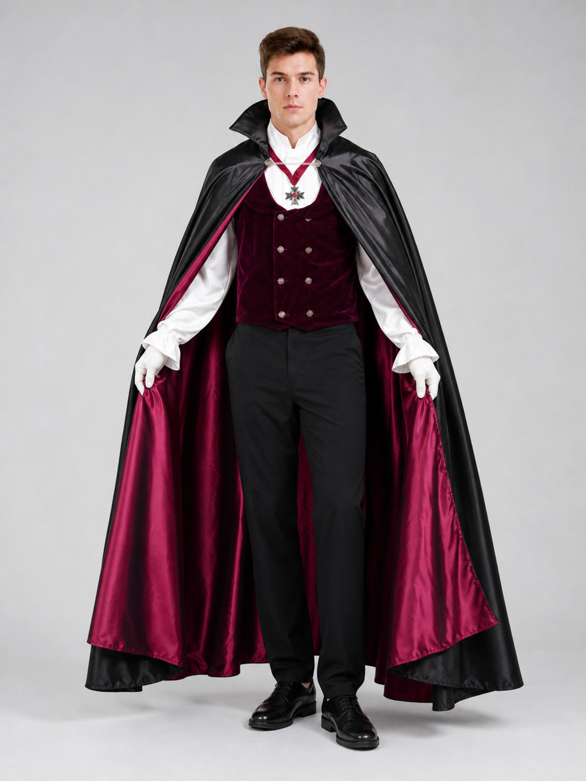Gothic-Style Vampire Costume for Halloween on-model view