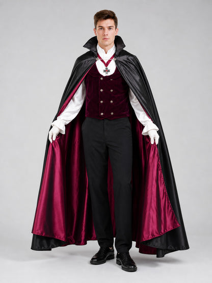 Gothic-Style Vampire Costume for Halloween on-model view