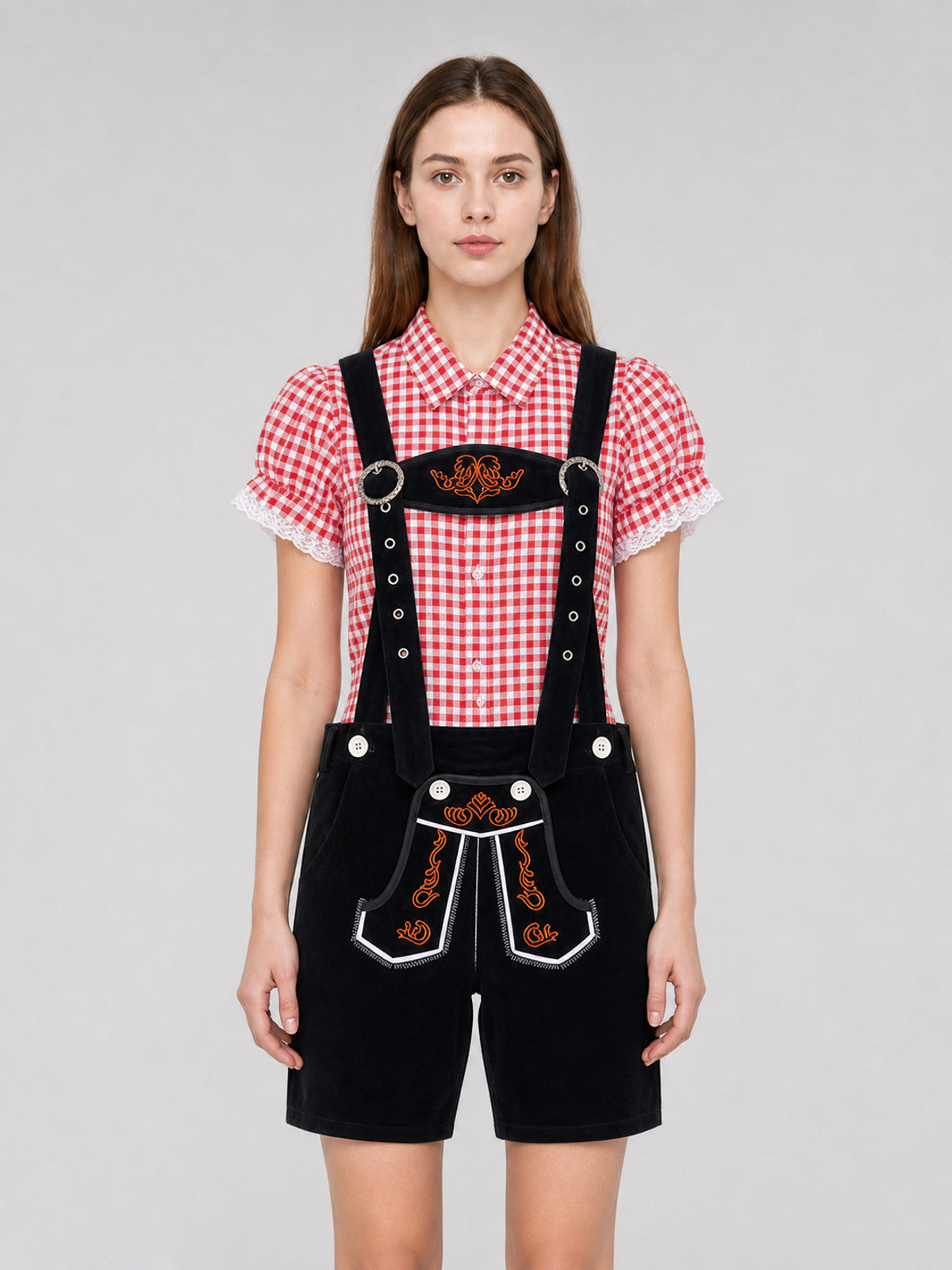 Oktoberfest-Style Costume: Shirt and Shorts front view