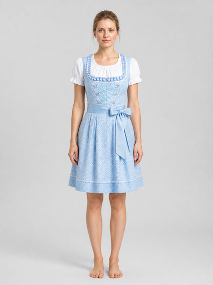 Short-Sleeve Dress, Light Blue with Pattern on-model view