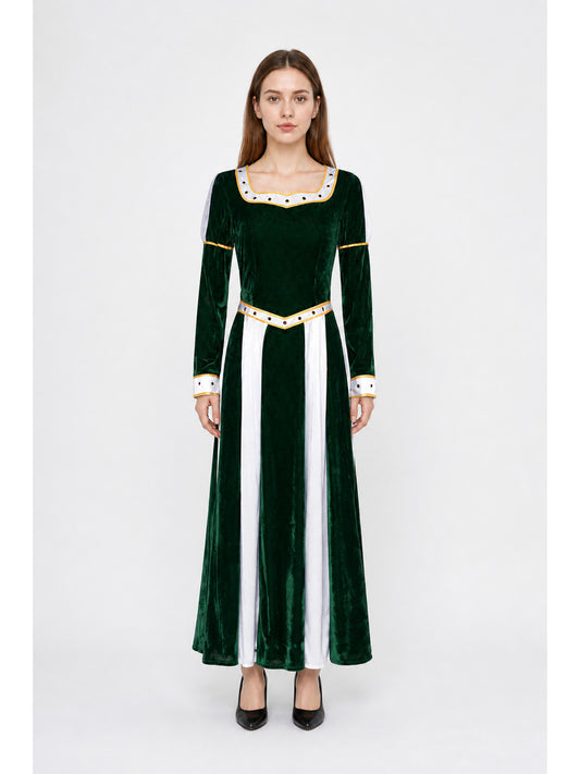 Long Green Cosplay Dress with White Inset main product view