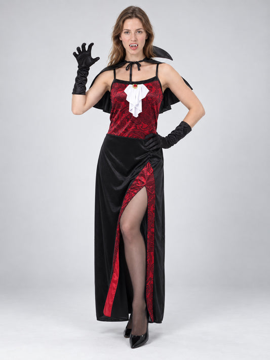 Vampire Costume: Red and Black Dress and Cape