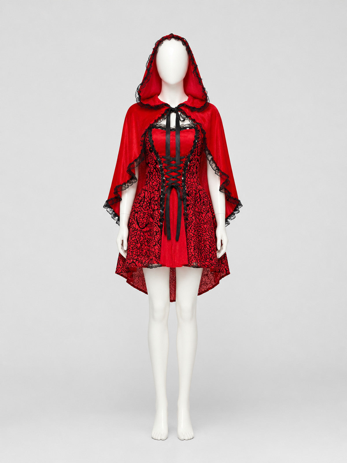 Cosplay Costume: Dress and Hooded Cape on-model view
