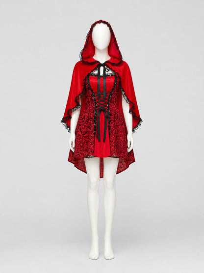 Cosplay Costume: Dress and Hooded Cape on-model view