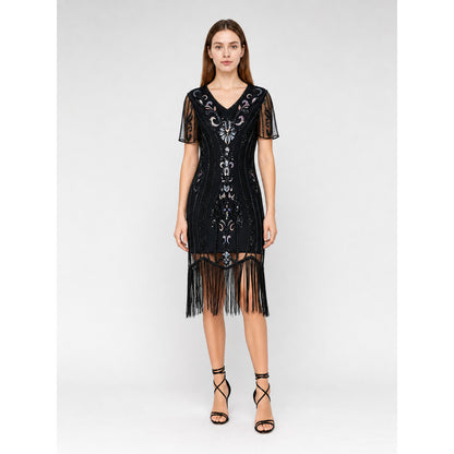 Vintage 1920s dress with sequins and fringe