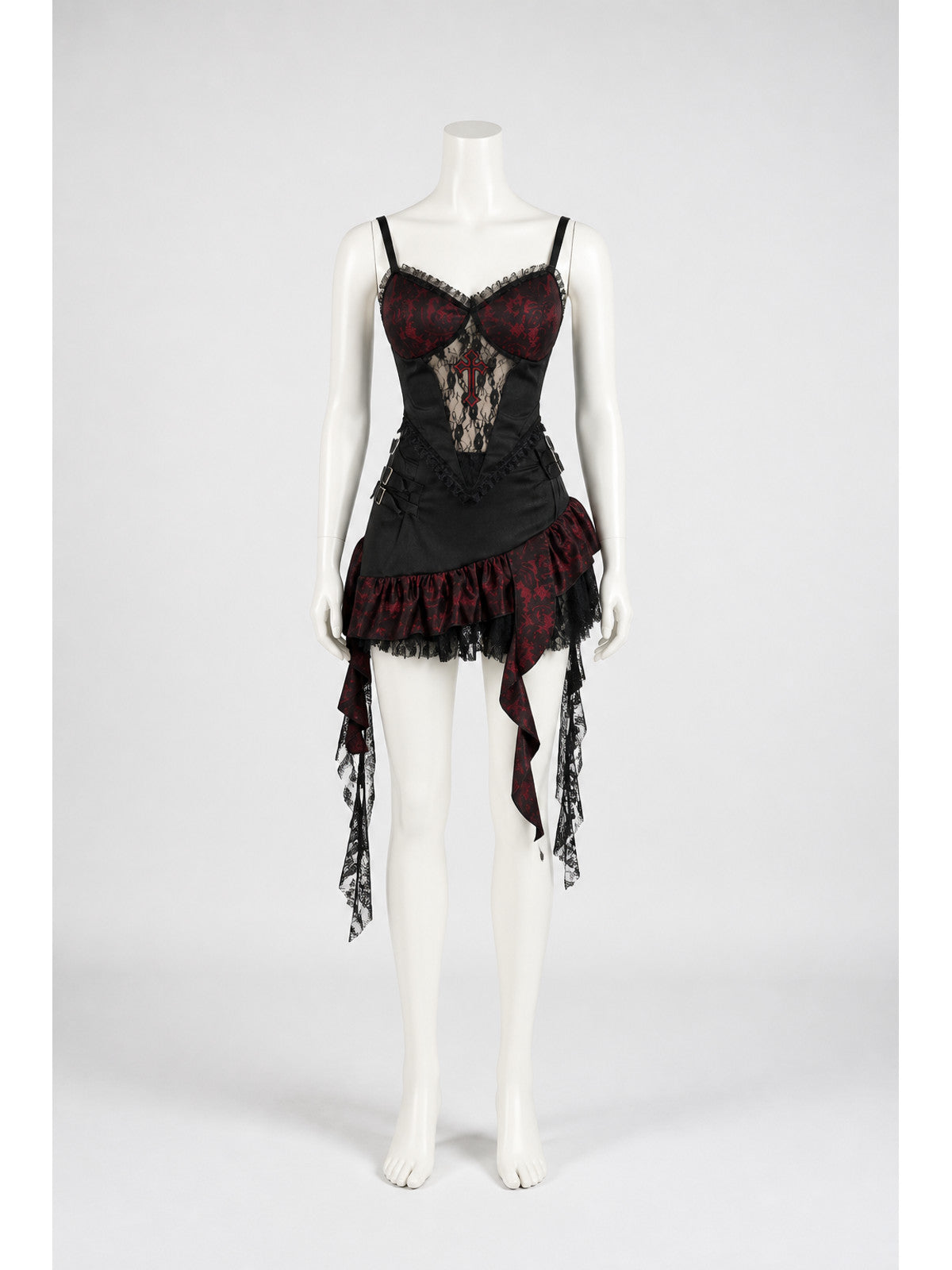 Gothic Asymmetrical Dress with Tiered Ruffles main product view