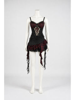 Gothic Asymmetrical Dress with Tiered Ruffles