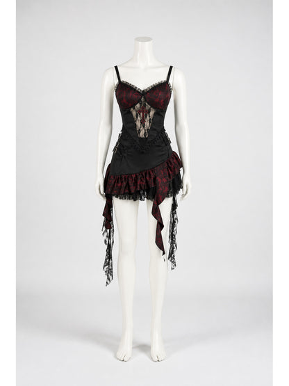Gothic Asymmetrical Dress with Tiered Ruffles main product view