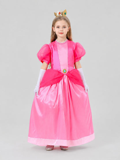 Princess Peach Cosplay Dress, Pink, with a Full Skirt on-model view