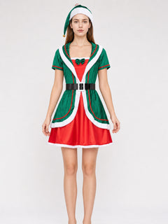 Holiday Elf Costume Dress with Hat