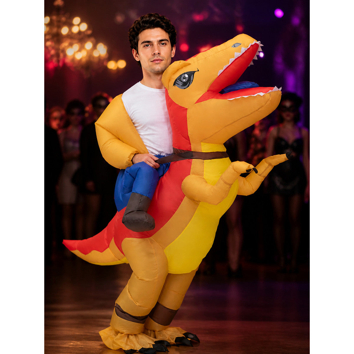 Inflatable Dinosaur Costume for Adults, Funny T-Rex Party Outfit on-model view