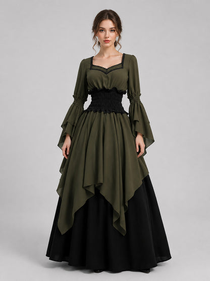 Long Historical-Style Dress with Draping on-model view
