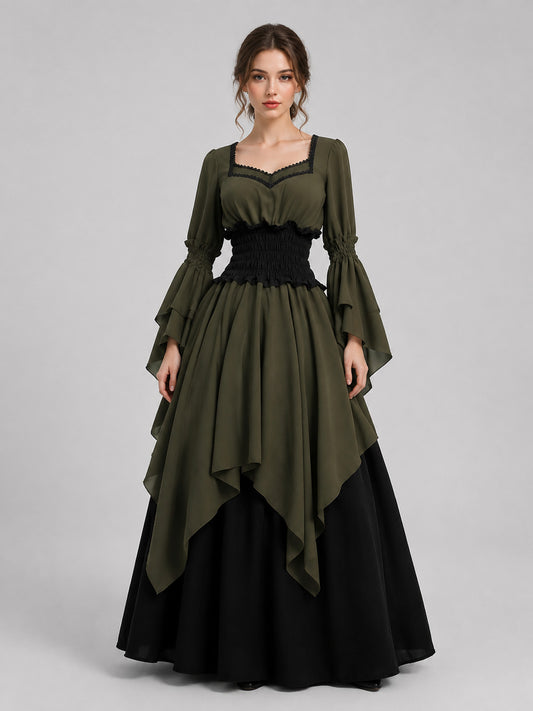 Long Historical-Style Dress with Draping on-model view