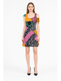 Short Asymmetrical Dress with Fringe