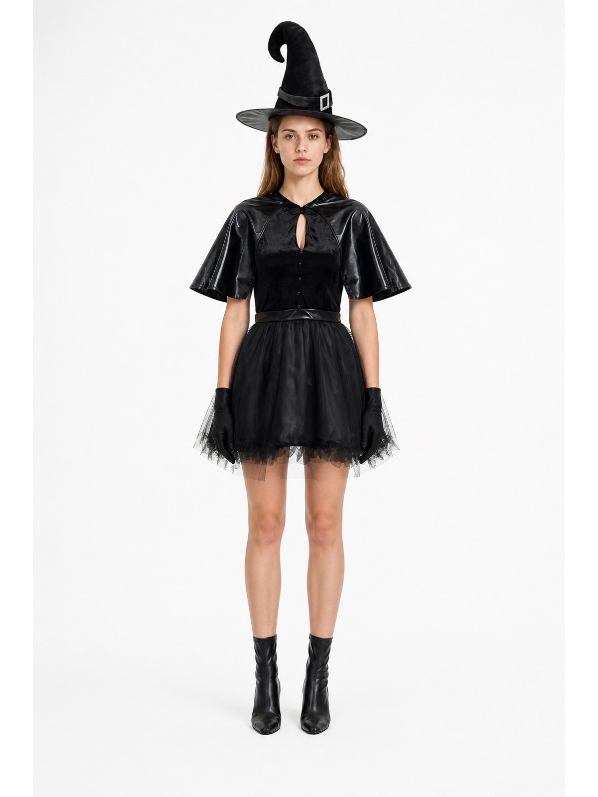 Black Full-Skirted Witch Dress Costume for Halloween main product view
