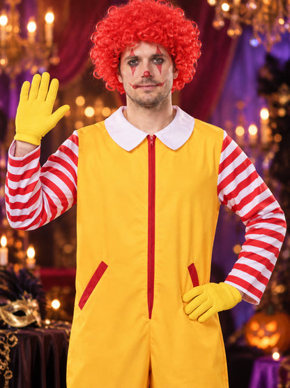 Clown Costume for Kids and Adults, Yellow with White Collar