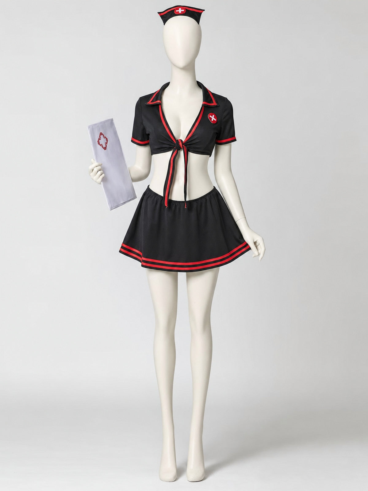 Cosplay Costume with Top and Skirt, Black and Red main product view