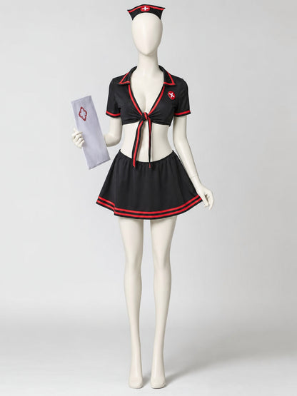 Cosplay Costume with Top and Skirt, Black and Red main product view