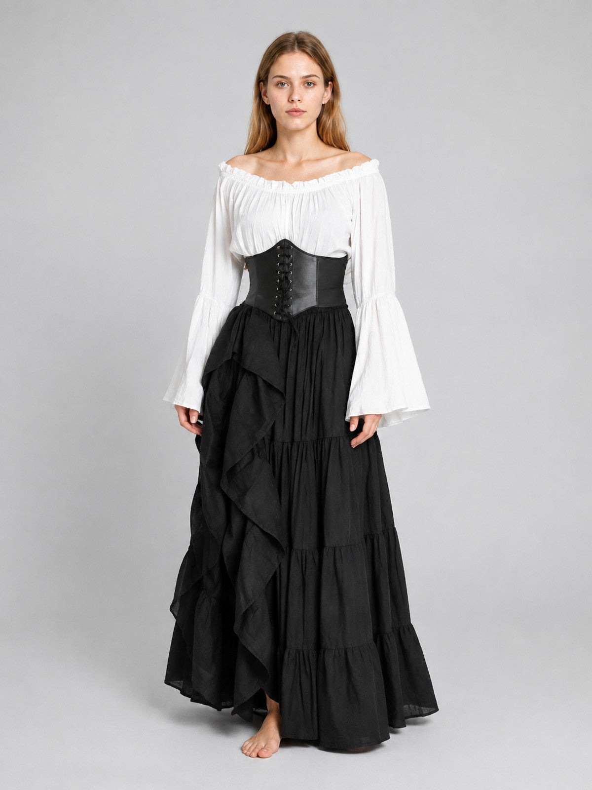 Medieval Maxi Dress with Corset Lacing on-model view