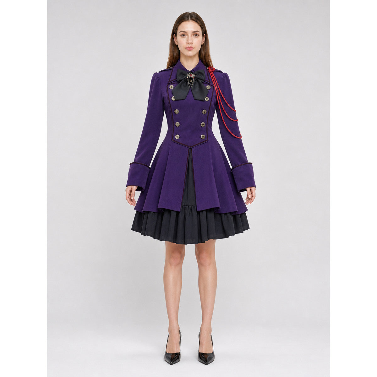 Gothic Steampunk-Style Dress with Long Sleeves