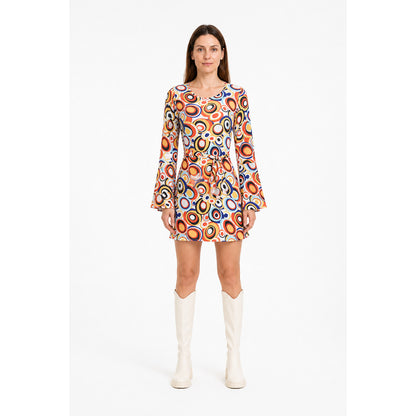 Dress with a Geometric Print and Bell Sleeves main product view