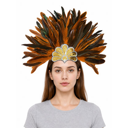 Carnival Headpiece with Orange Feathers