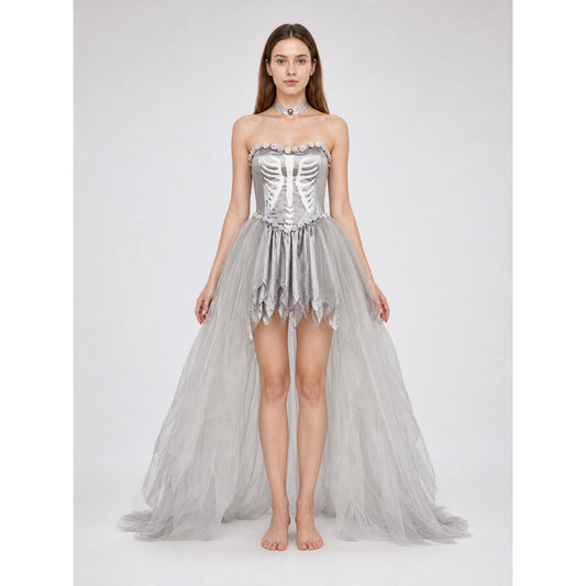 Gothic Skeleton Costume Dress for Halloween