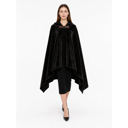 Black Carnival Cloak with Hood and Pattern