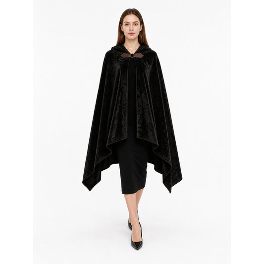 Black Carnival Cloak with Hood and Pattern