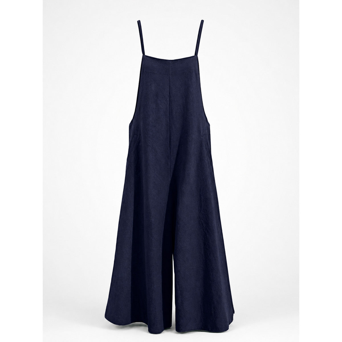 Wide-Leg Bib Overalls, Dark Blue