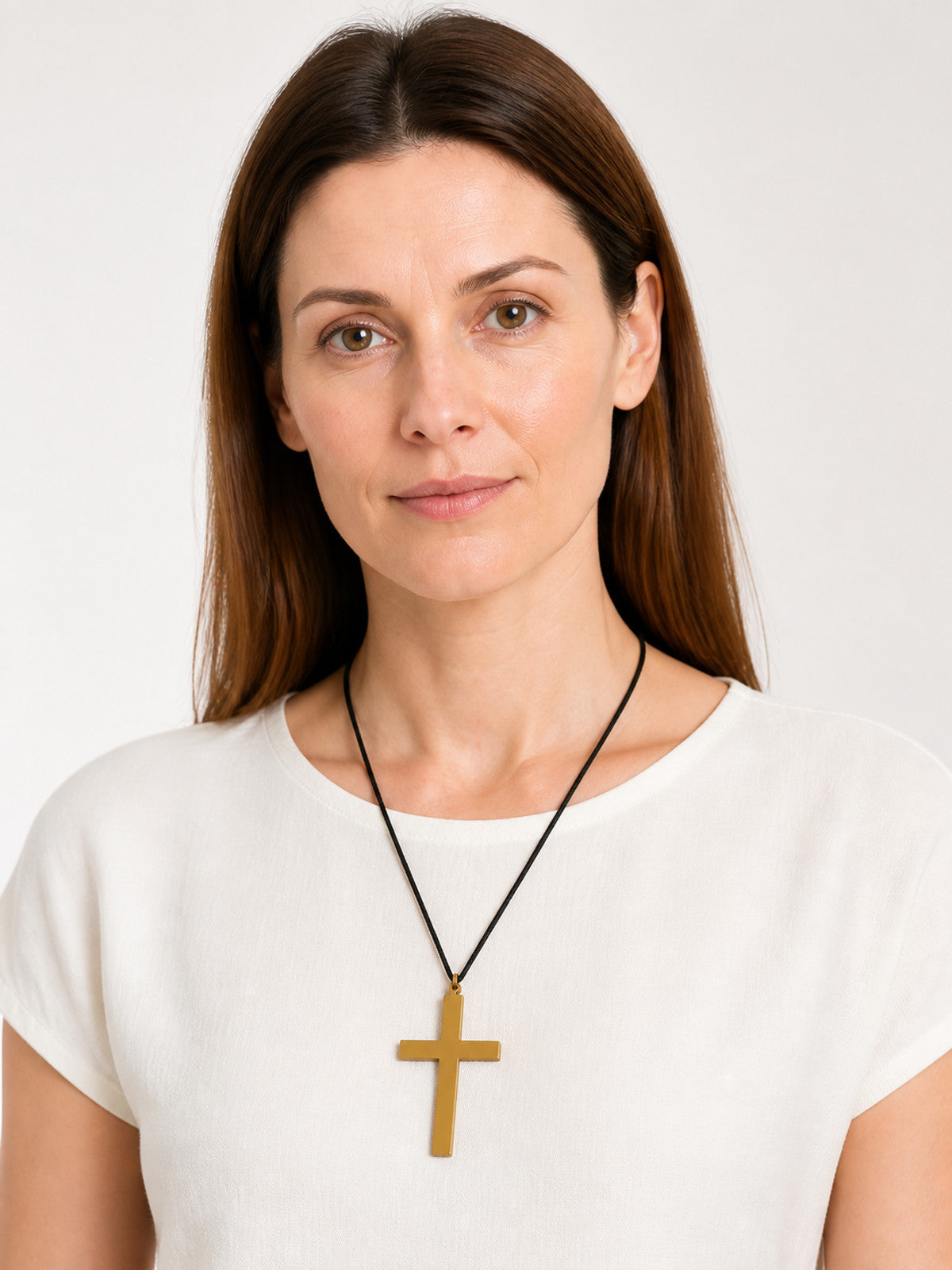 Gold Cross Pendant on a Black Cord for Cosplay main product view