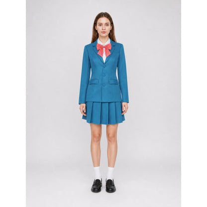 School Uniform Set with Pleated Skirt on-model view