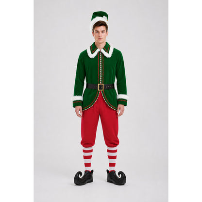 Green and Red Elf Costume with Belt for Performances main product view